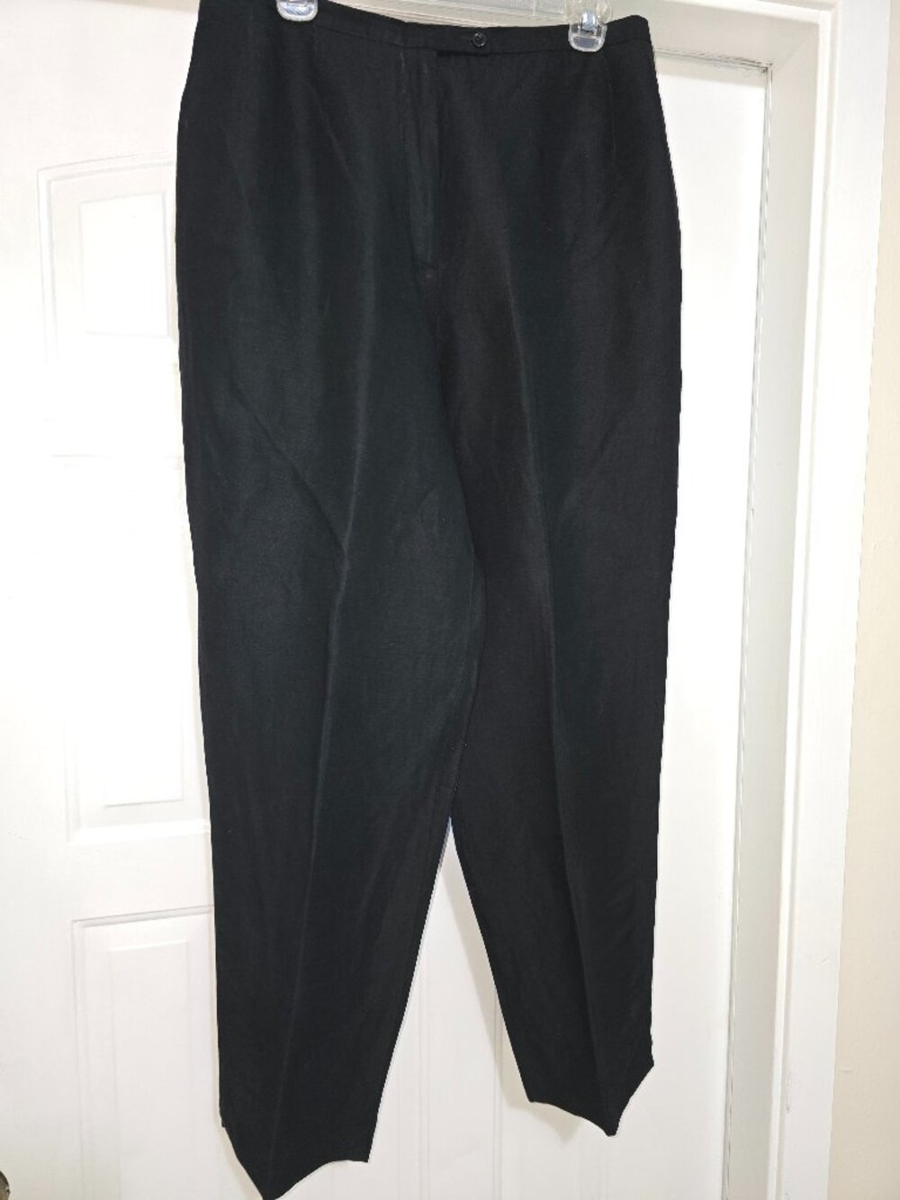 Women's Pants Black Lined, Pockets Front Zip Linen Couture Collection 14 1990s